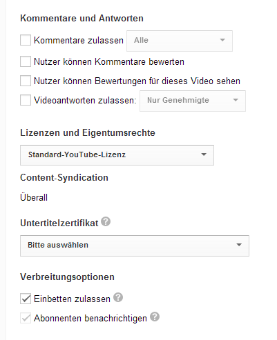 Screenshot Youtube "Erweiterte Einstellungen"